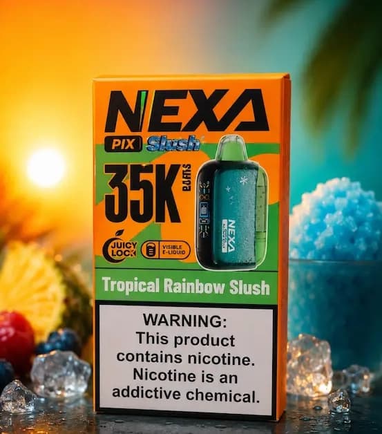 یکبار مصرف 35,000 طعم یخ در بهشت رنگین کمان استوایی (tropical Rainbow slush ) نکسا NEXA