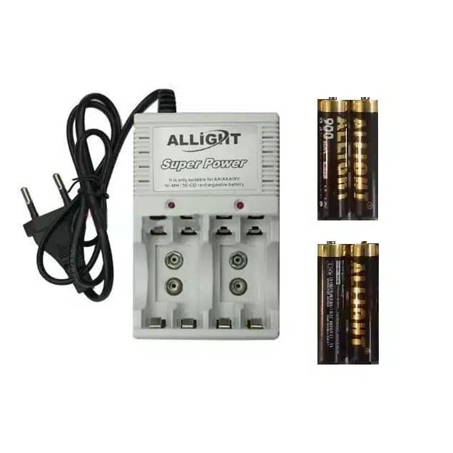 شارژر باتری ALLIGHT با 4 عدد باتری شارژی قلمی — تصویر ۲