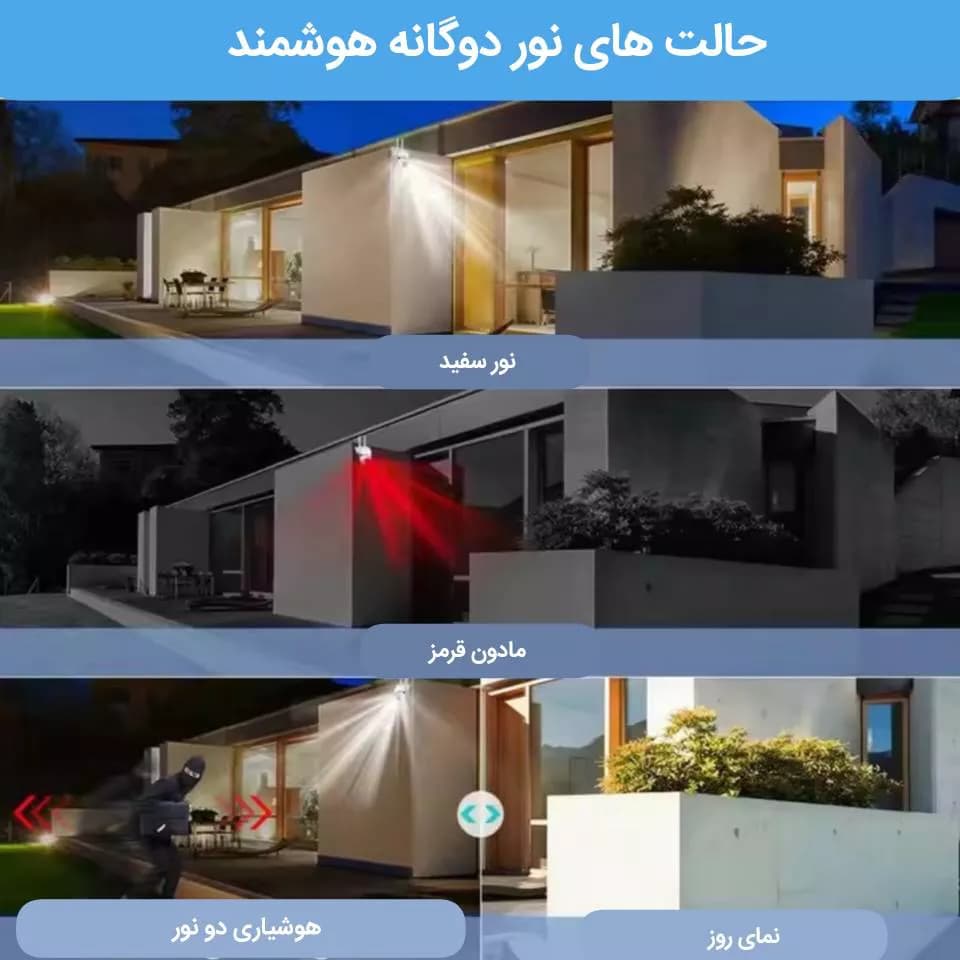 دوربین مداربسته بیسیم ۳ مگاپیکسلی با قابلیت دید در شب تمام رنگی — تصویر ۳