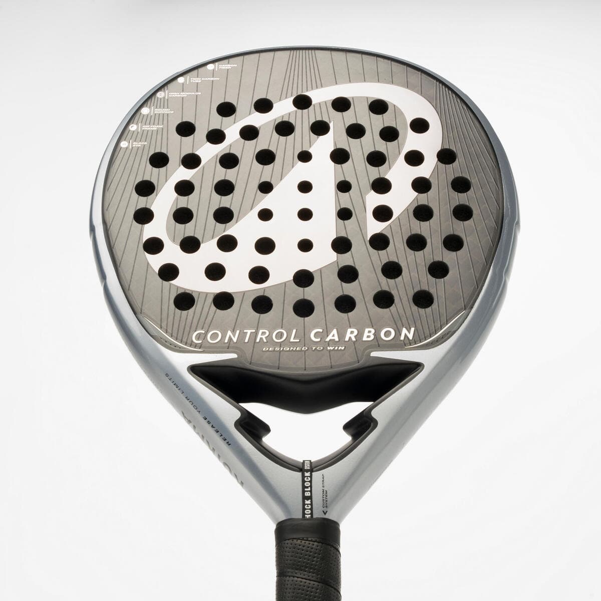 راکت پدل بزرگسال دکتلون Decathlon Adult Padel Kuikma Control Carbon – مشکی — تصویر ۴