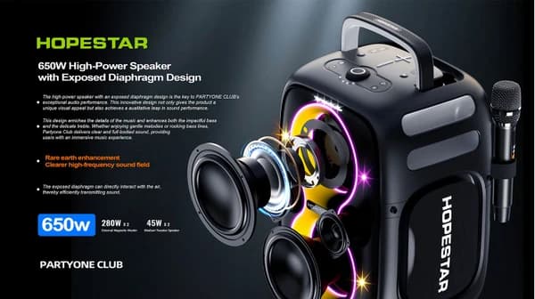 اسپیکر هوپ استار 650 واتی مدل Hopestar Party One Club 650w — تصویر ۵