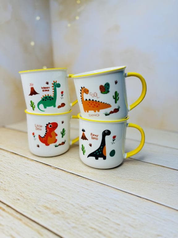 ماگ فانتزی دسته دار و لبه زرد دایناسور DINO کد 3183