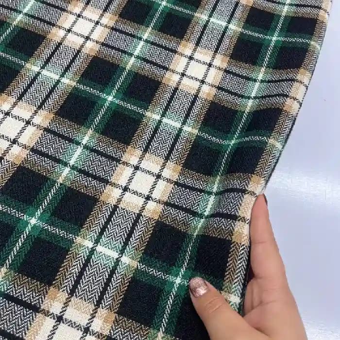کشمیر سپاهان چهارخونه رنگ طوسی سبز مشکی — تصویر ۲