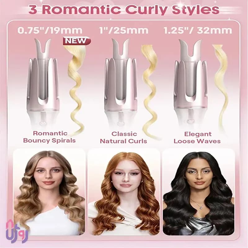 فرکننده مو شیگلم هیر SHEGLAM مدل صورتی قلبی اتوماتیک Cupid’s Charm OneTouch Instant Curler سایز 25 میلی متری — تصویر ۸
