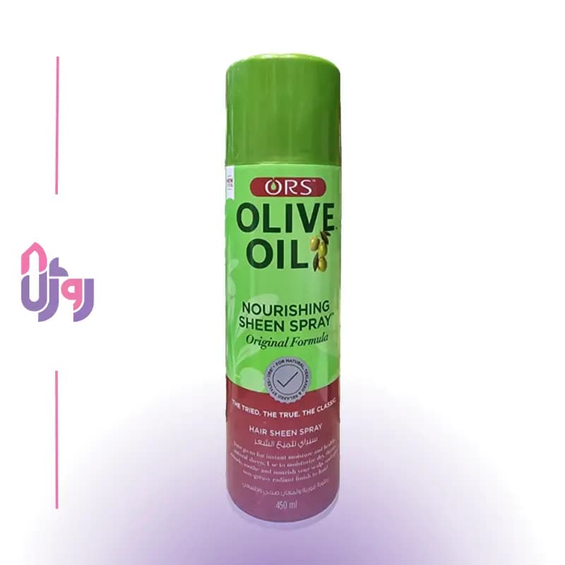 اسپری مو براق کننده اُ آر اِس ORS مدل شاین Olive Oil Nourishing Sheen حجم 450 میلی لیتر