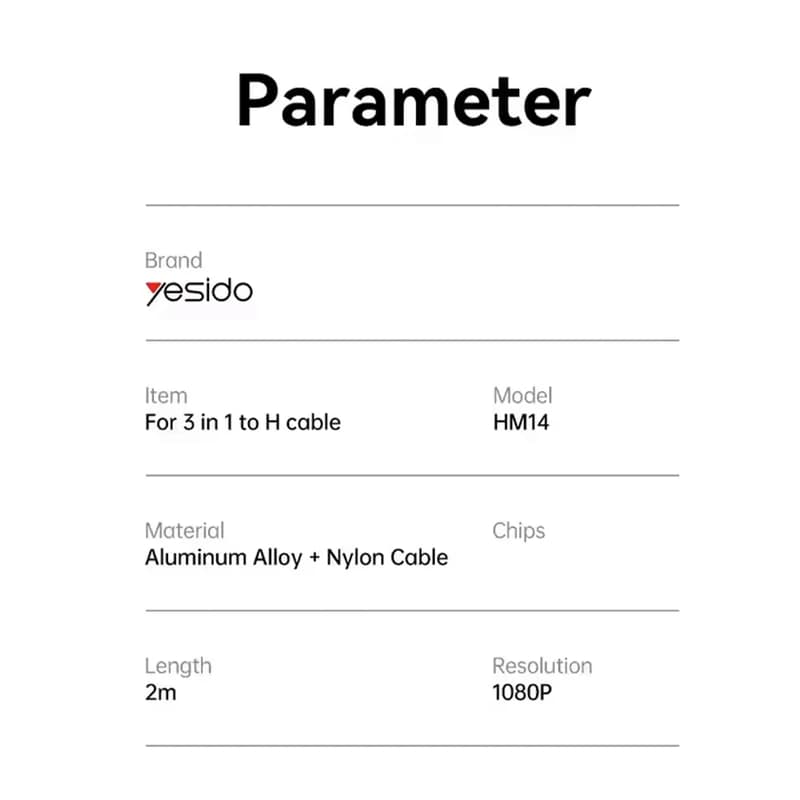 کابل تبديل HDMI به لايتنينگ / microUSB/ USB-C برند YESIDO مدل HM14 — تصویر ۶