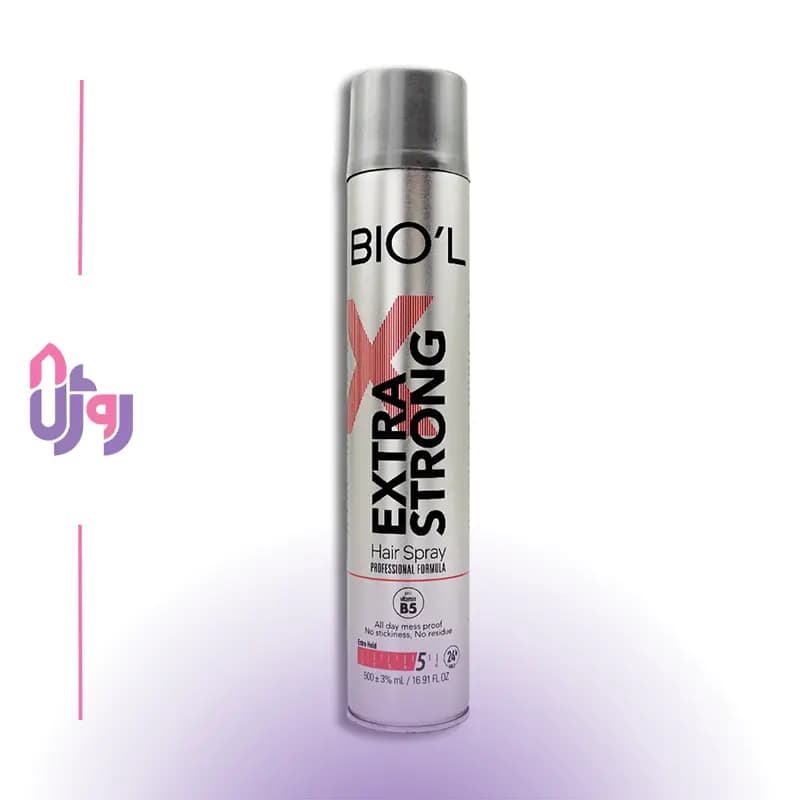 اسپری حالت دهنده مو بیول Biol مدل Extra Strong شماره5 حجم 500 میلیلیتر