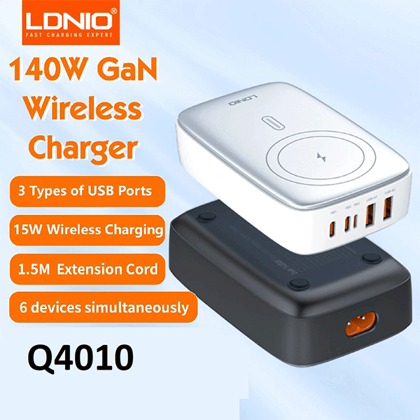 شارژر رومیزی وایرلس 140 وات الدینیو مدل Q4010 — تصویر ۷