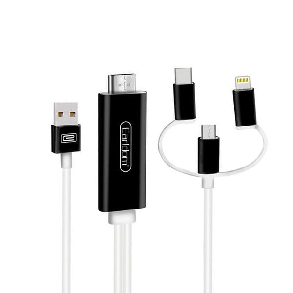 کابل تبدیل USB/USB-C/لایتنینگ به HDMI ارلدام مدل W13 طول 1.8 متر — تصویر ۴