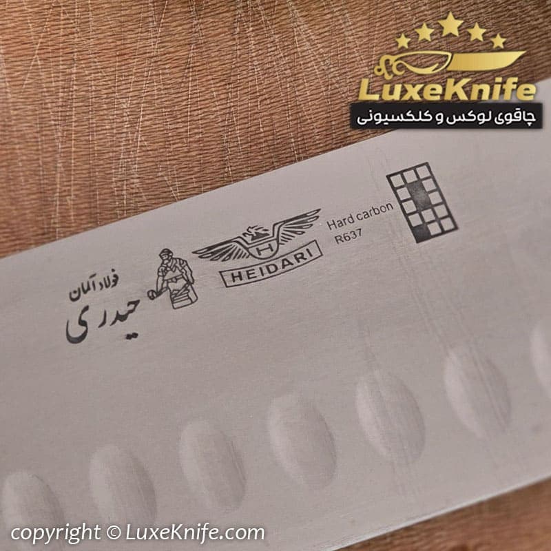 چاقوی سانتاکو دسته پلی وود حیدری فولاد آلمان — تصویر ۲