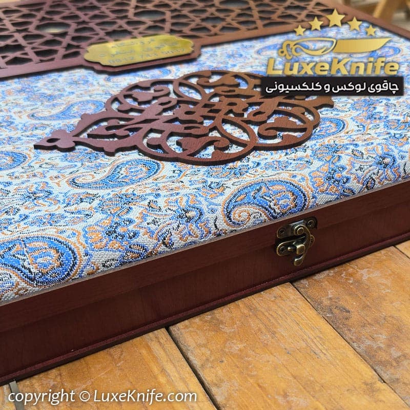 سرویس لوکس چاقوی آشپزخانه 8 پارچه دسته پادوک استاد منفرد ( برند اصل استاد منفرد حک شده روی تیغه) — تصویر ۲
