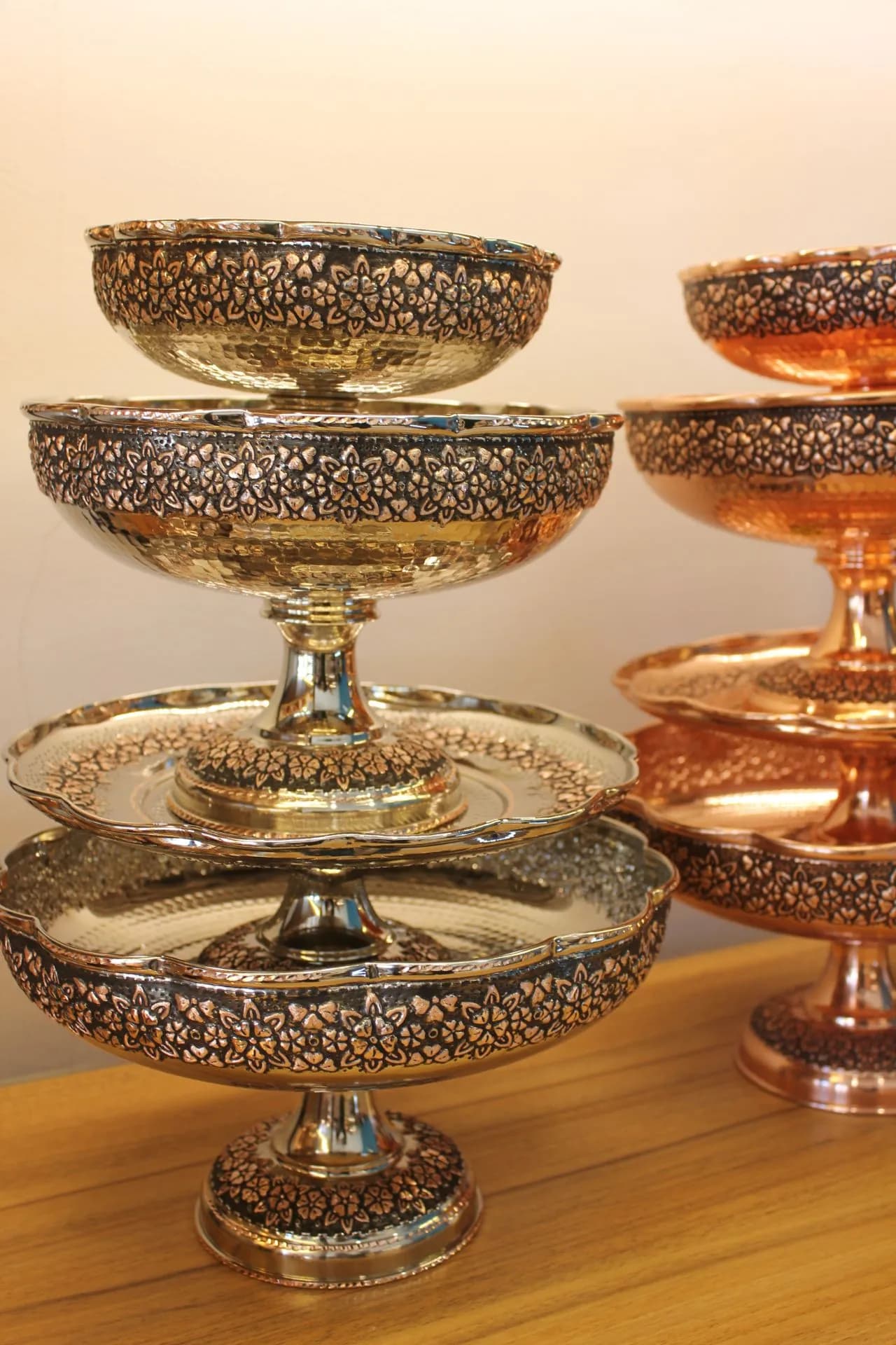 سرویس پذیرایی مسی تراش دو رنگ — تصویر ۲