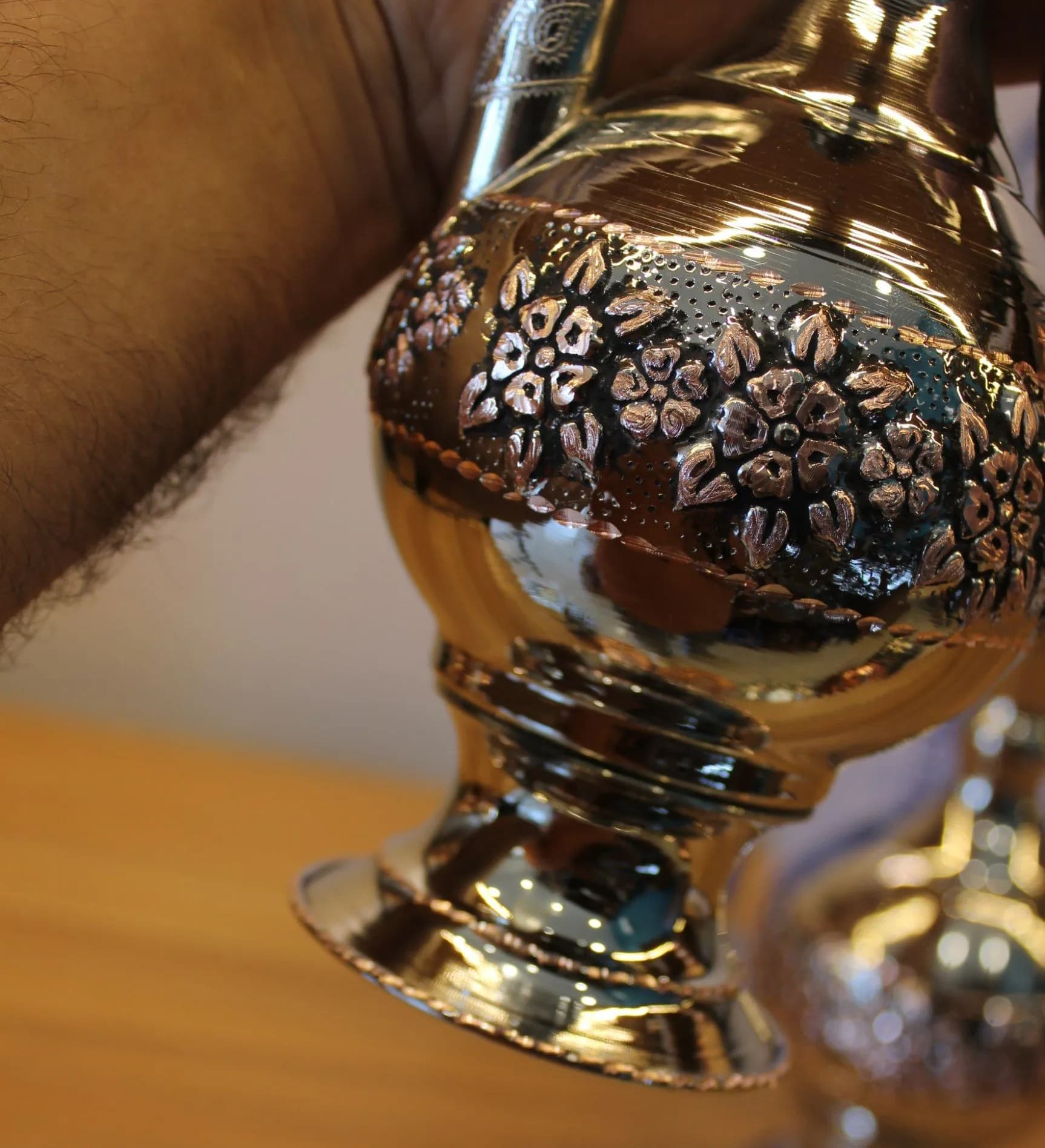 گلاب پاش مسی دورنگ تراش ساخت زنجان — تصویر ۲