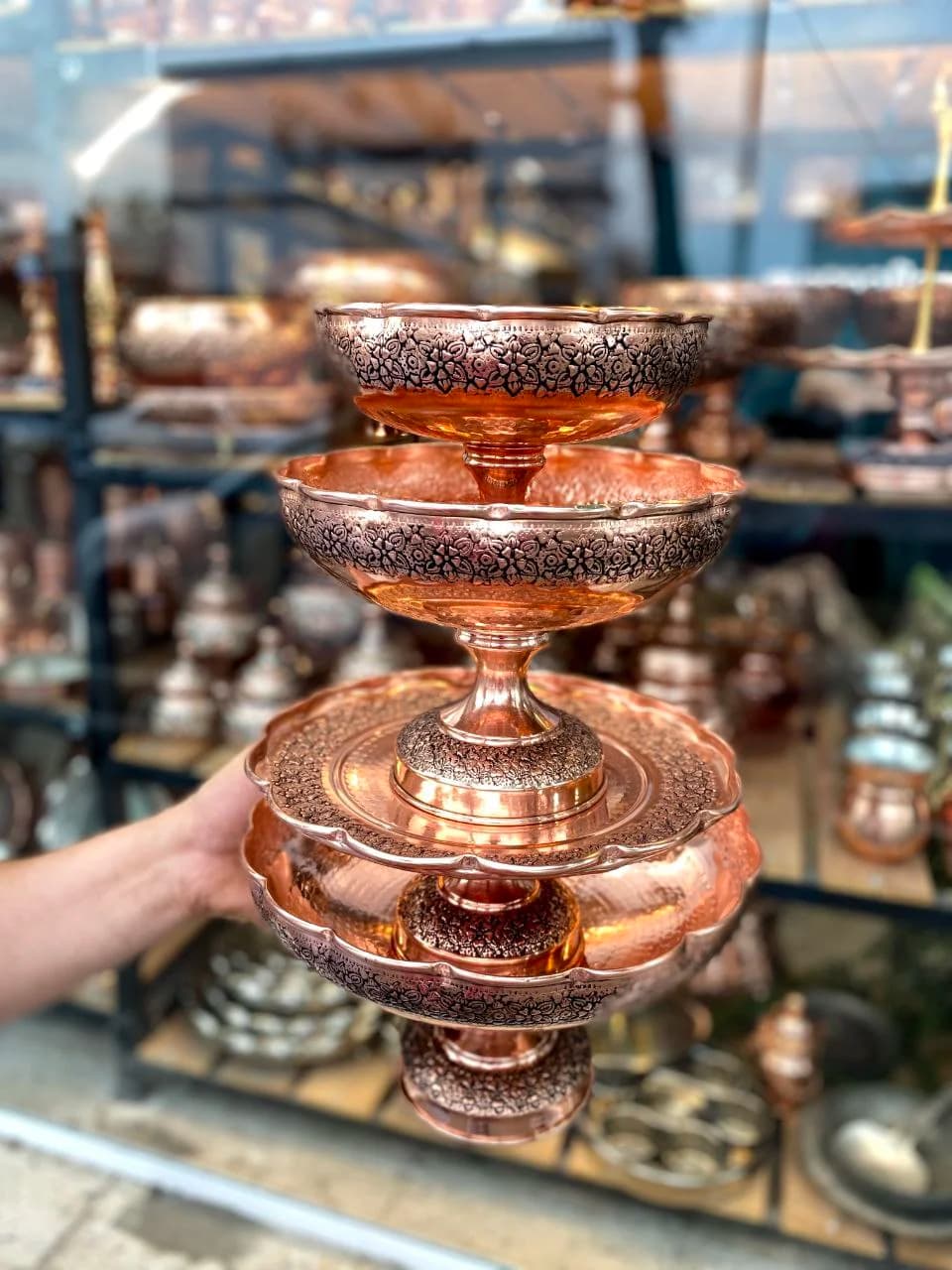 سرویس پذیرایی مسی گلبرگ سیاهقلم مسزنجان — تصویر ۲