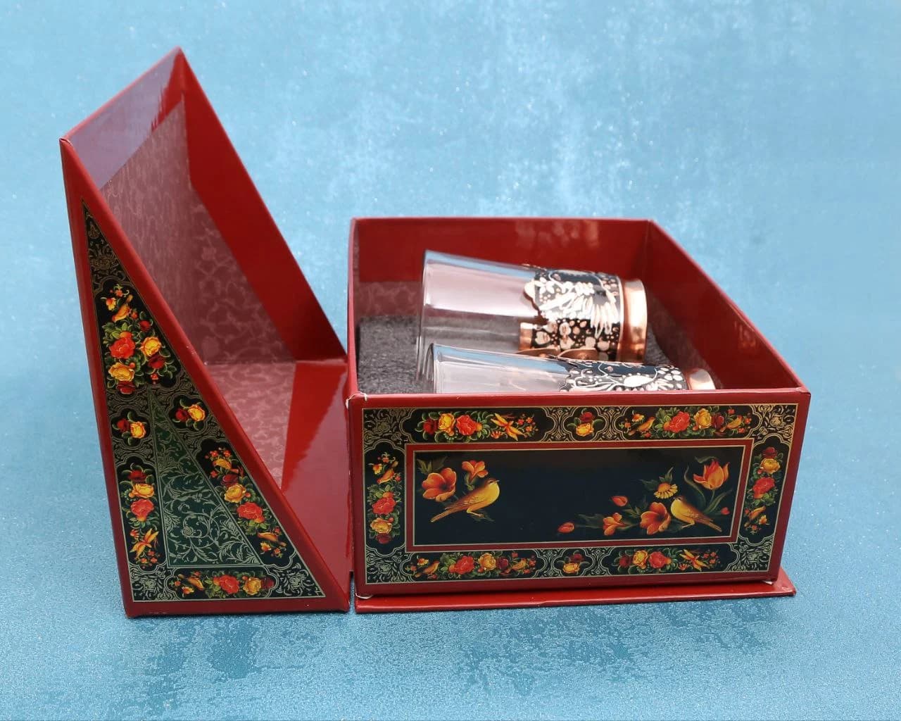 پک هدیه مس نفیس لیوان دو عددی هما آب و نقره — تصویر ۲