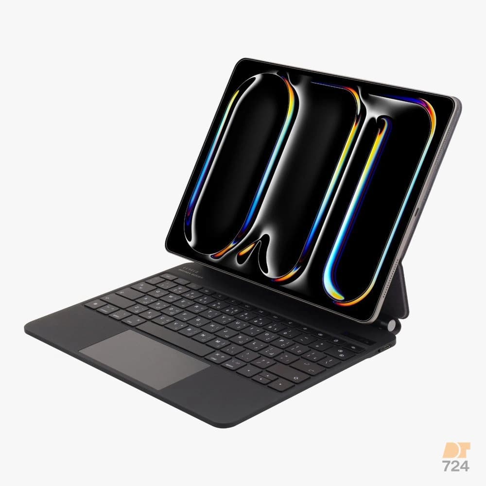 کیبورد کیس بیسیم آیپد پرو ۱۳ اینچ ۲۰۲۴ لولو مدل AeroBoard با تاچپد و نور ۷ رنگ، مشکی – کد LVLABKP13BK