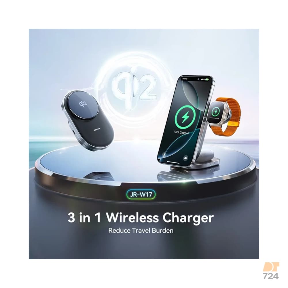 هولدر و شارژر وایرلس جویروم JR-W17 3-in-1 Wireless Charger — تصویر ۳