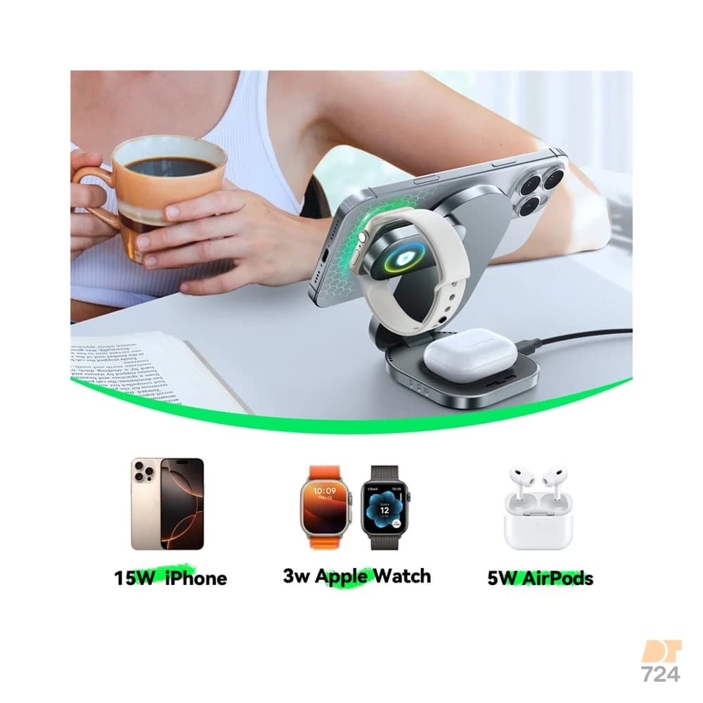 هولدر و شارژر وایرلس جویروم JR-W17 3-in-1 Wireless Charger — تصویر ۵