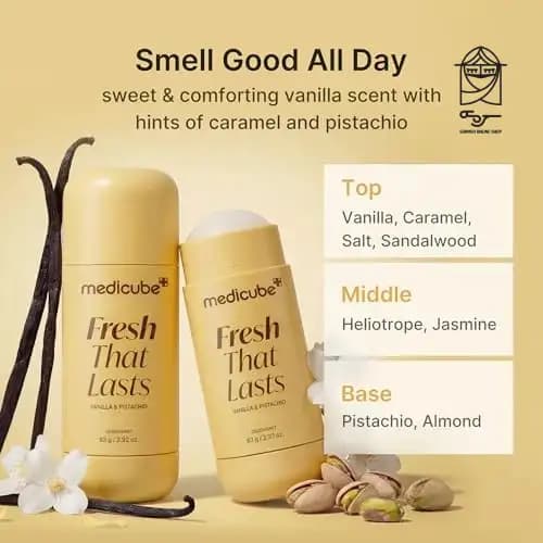 استیک دئودورانت روشنکننده زیر بغل کوجیک اسید و زردچوبه بدون آلومینیوم مدیکیوب (Medicube) مدل Vanilla & Pistachio باضمانت اصالت(ارسال فوری+هدیه ویژه)