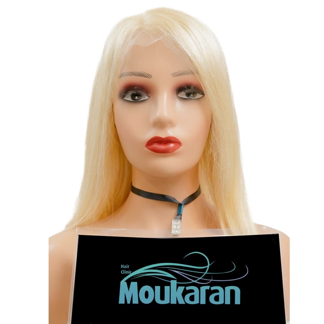 پروتز مو تمام سر زنانه جلوتور بلوند ۶۵ سانت — تصویر ۴