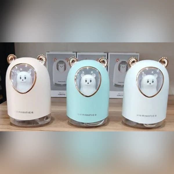 بخور سرد عروسکی طرح خرس HUMIDIFIER با چراغ خواب و مخزن 300 میلیلیتری