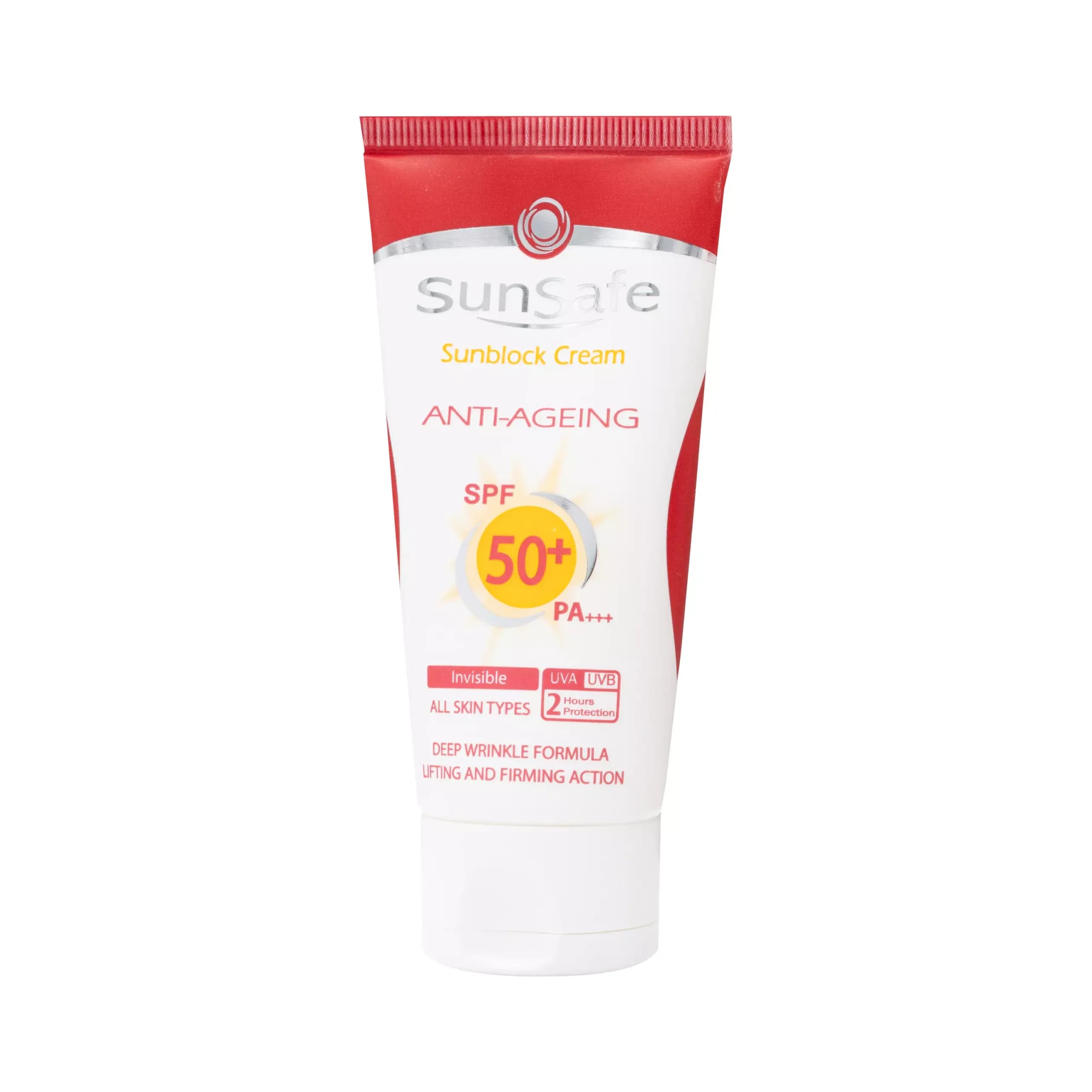 کرم ضد آفتاب ضد چروک +SPF 50 سان سیف حجم 50 میل بی رنگ