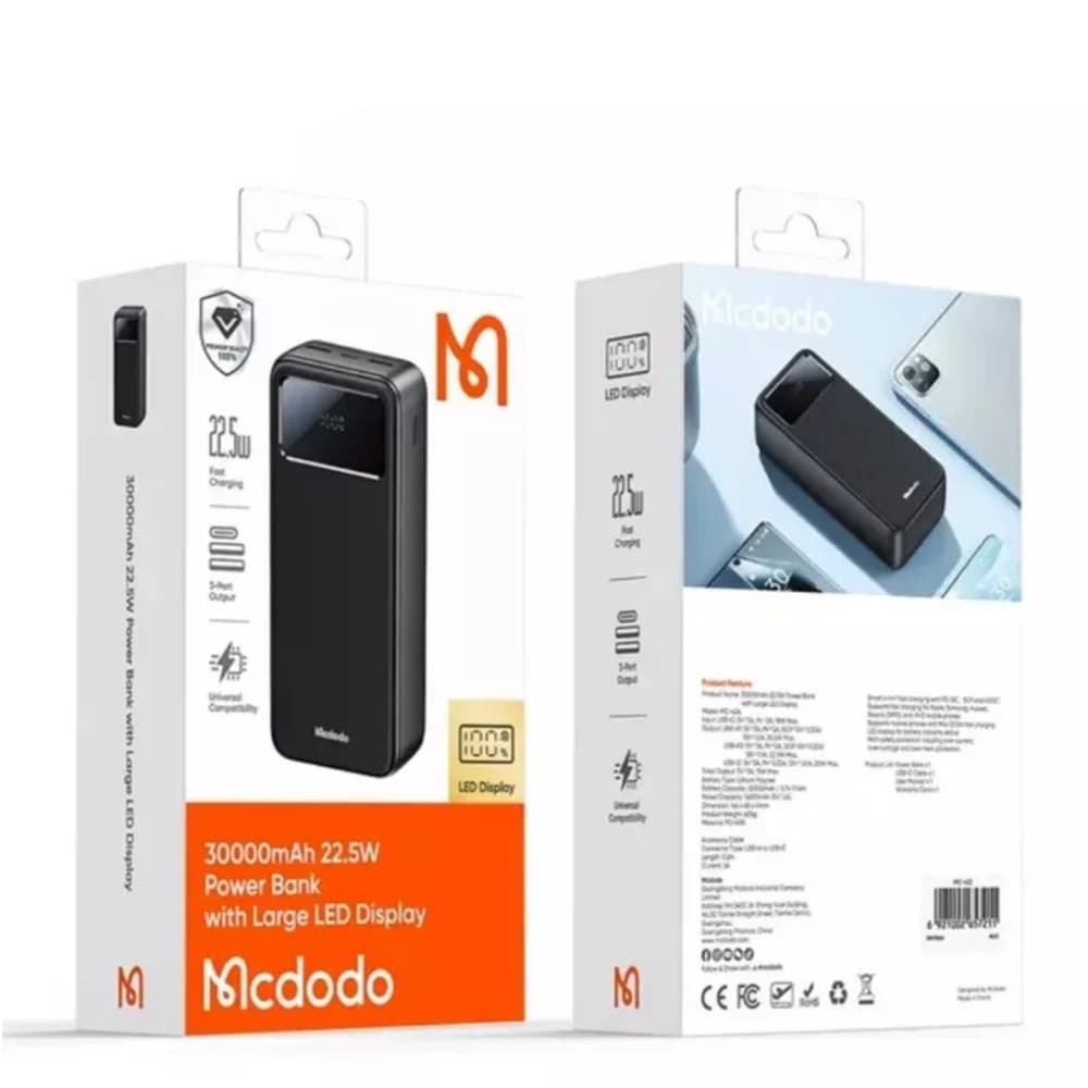 پاوربانک 30000 مک دودو مدل MC-4240 | شارژ سریع 22.5 وات با نمایشگر دیجیتال — تصویر ۲