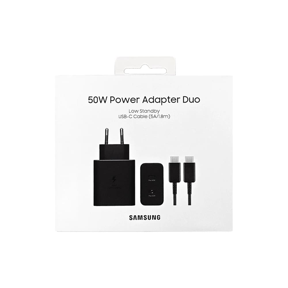 شارژر 50 وات سامسونگ اورجینال شرکتی | دو پورت USB-C همراه کابل 1.8 متری — تصویر ۳