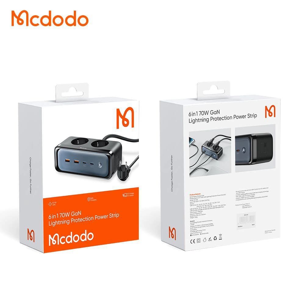 شارژر و چند راهی 70 وات مک دودو | مدل CH-4610 با دو پورت USB-C و USB-A مناسب برای شارژ همزمان — تصویر ۲
