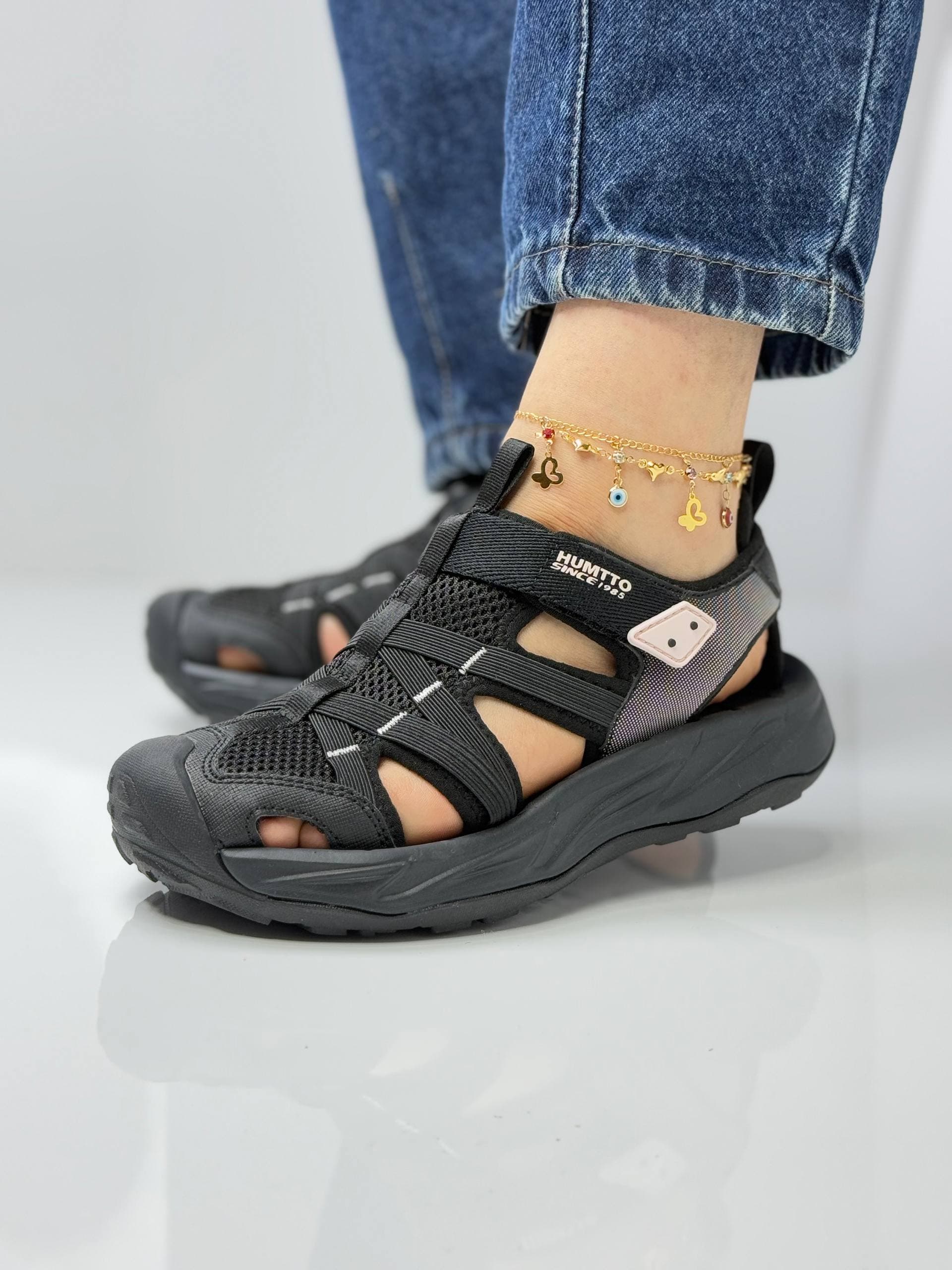 صندل پیاده روی هامتو زنانه مشکی صورتی black pink Hamto Women’s Walking Sandals — تصویر ۲