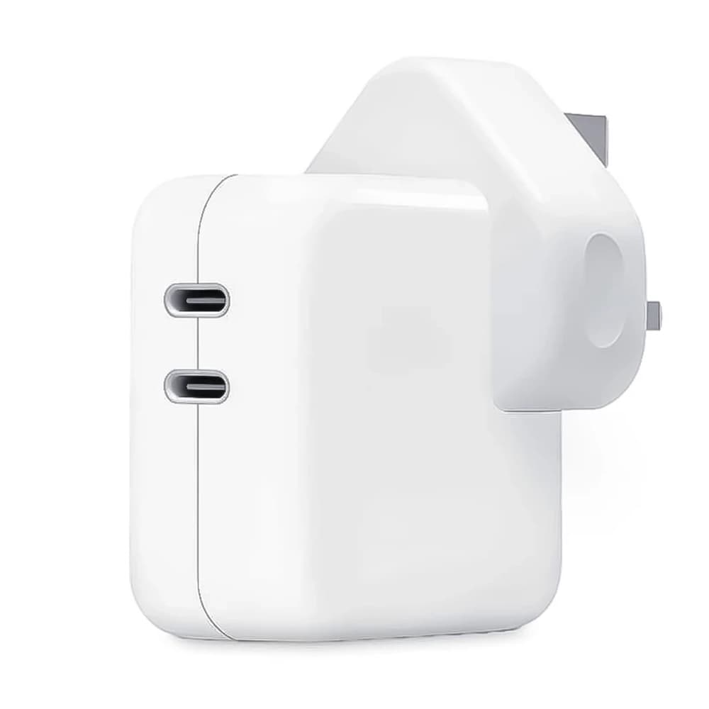 آداپتور ۳۵ وات اپل اورجینال شرکتی | شارژر USB-C دو پورت مناسب آیفون، آیپد و مک بوک — تصویر ۲