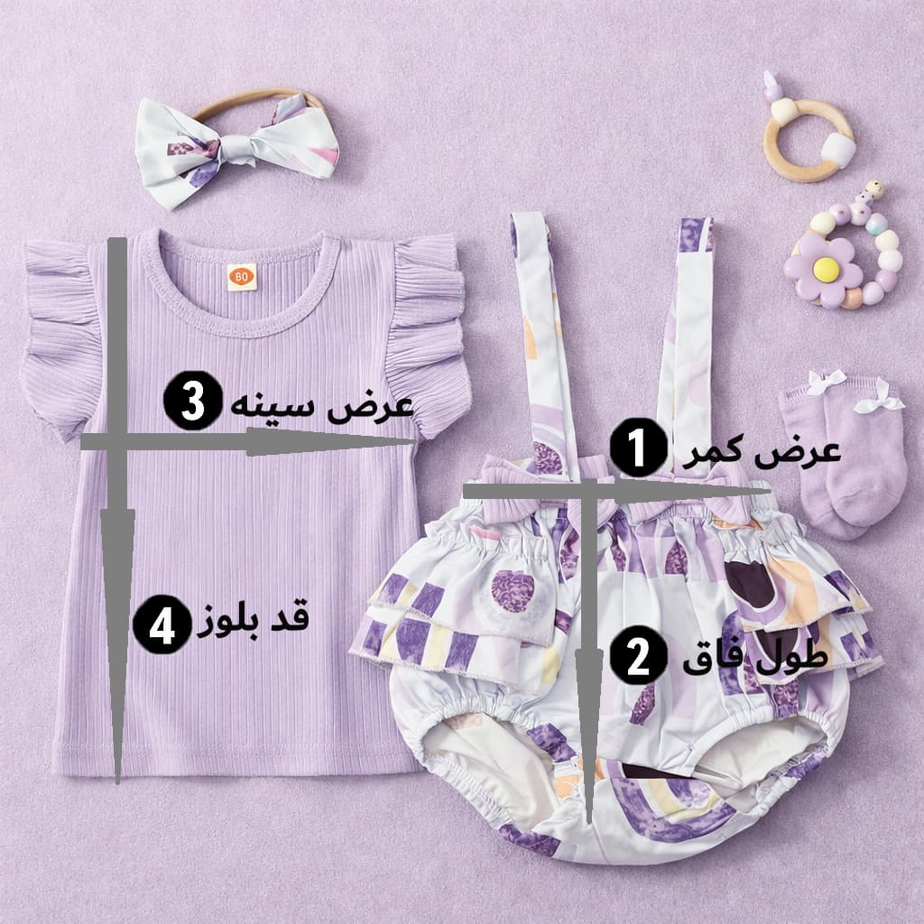 ست بلوز و شورتک دخترانه وارداتی تابستانی | مدل جدید نخی — تصویر ۳