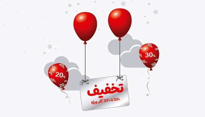 دانلود وکتور EPS تخفیف و آفر ویژه با بادکنک های قرمز