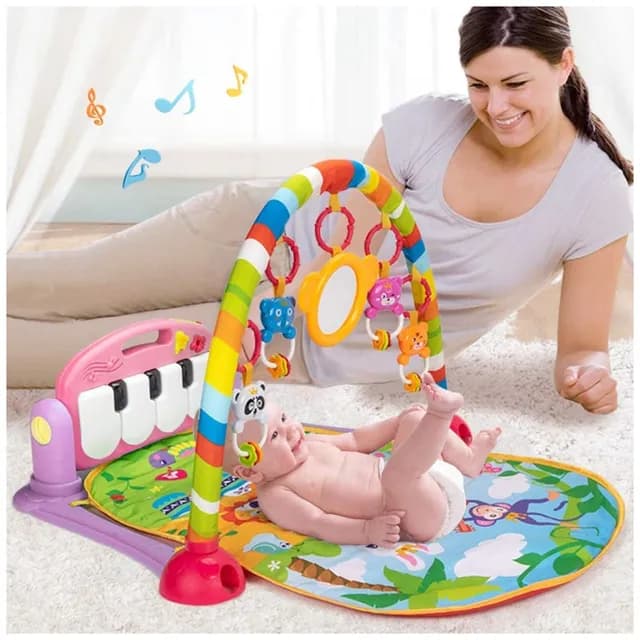 تشک و پلی جیم پیانو دار هانگر مدل Baby Play Gym Piano Mat Pink آیتم HE0604 — تصویر ۳