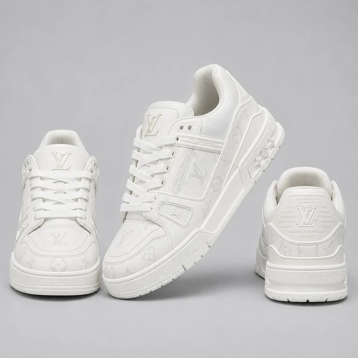 کتونی مردانه LV فول سفید مستر کوالیتی LV ARCH LIGHT SNEAKER