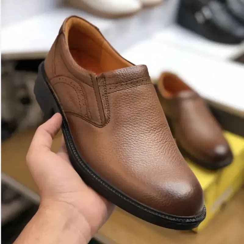 کفش چرم مردانه مجلسی ایپک رنگ عسلی چرم طبیعی زیره پیو — تصویر ۸