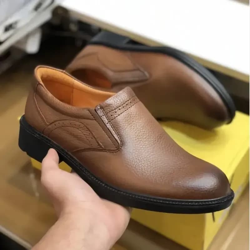 کفش چرم مردانه مجلسی ایپک رنگ عسلی چرم طبیعی زیره پیو — تصویر ۷