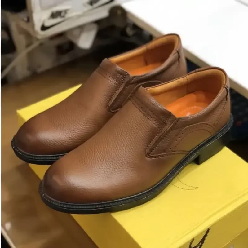 کفش چرم مردانه مجلسی ایپک رنگ عسلی چرم طبیعی زیره پیو — تصویر ۵