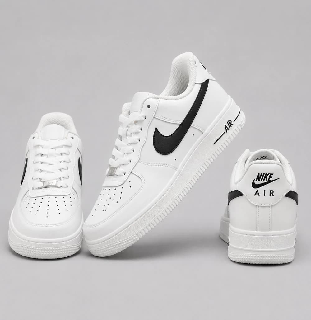 کتونی مردانه سفید نایکی با تیک مشکی Nike Air Force 1 — تصویر ۲