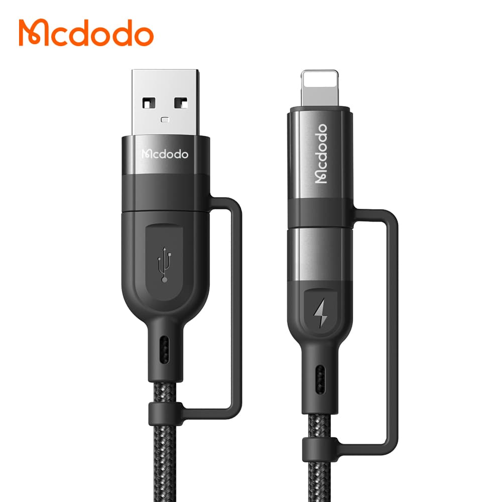 کابل شارژ چند سر 4 کاره لایتنینگ+تایپ سی مک دودو مدل MCDODO CA-8070 طول 120 سانتيمتر — تصویر ۴