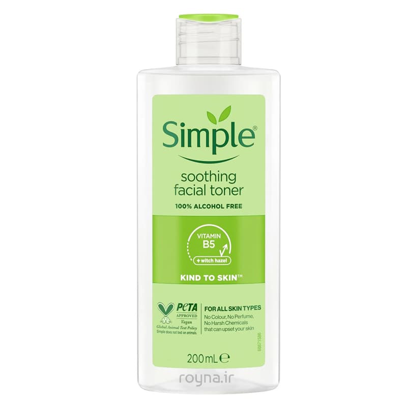 تونر صورت سیمپل مدل Soothing Facial Toner حجم 200 میلی لیتر