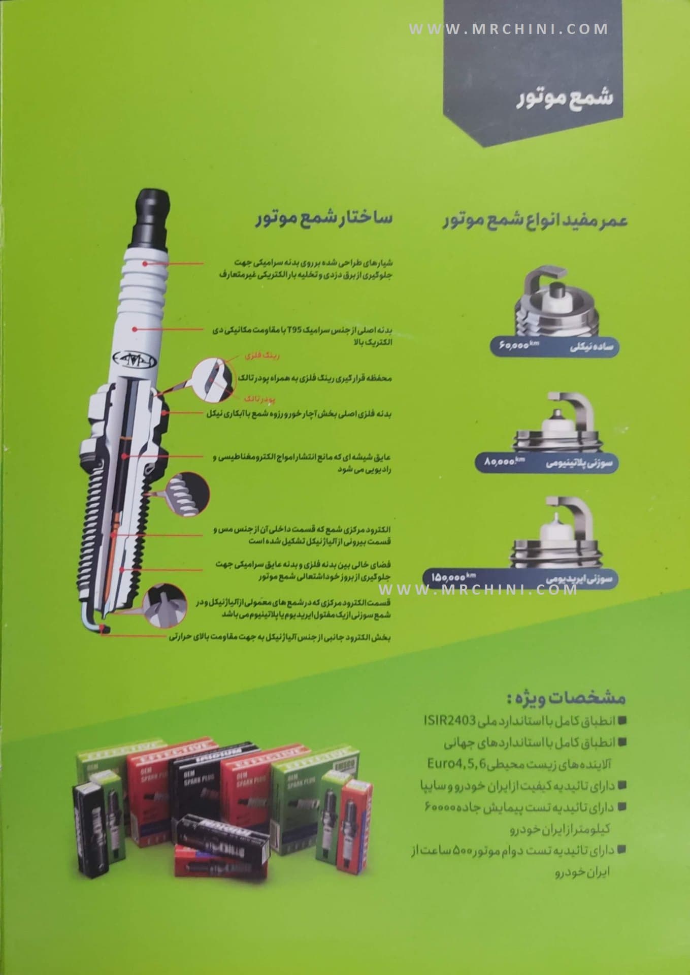 شمع سوزنی ایریدیوم لاماری گارانتی 150 هزار کیلومتر EMSCO — تصویر ۲