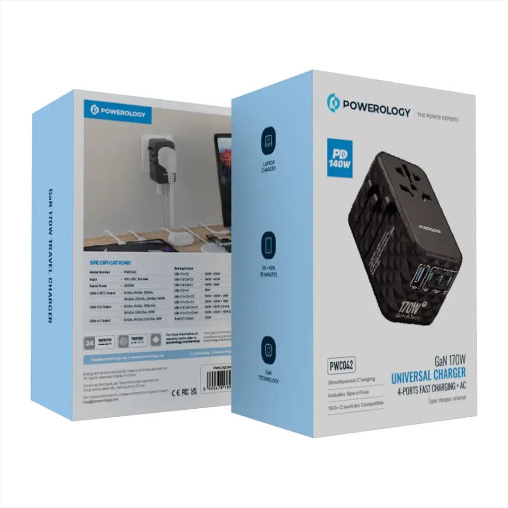 شارژر دیواری 170 وات پاورولوژی مدل Powerology Charger PWCUQC042 — تصویر ۳