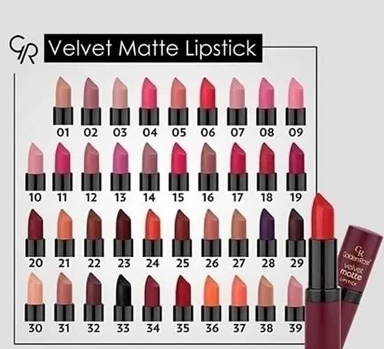 رژ لب جامد گلدن رز مدل Velvet Matte کد 37 — تصویر ۳