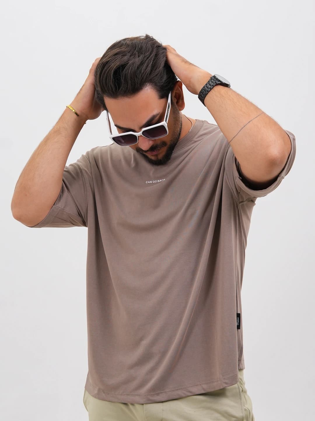 تیشرت مردانه پارچه OYSHO طرح CAN GO BACK AND کد 30278 D 301 — تصویر ۳