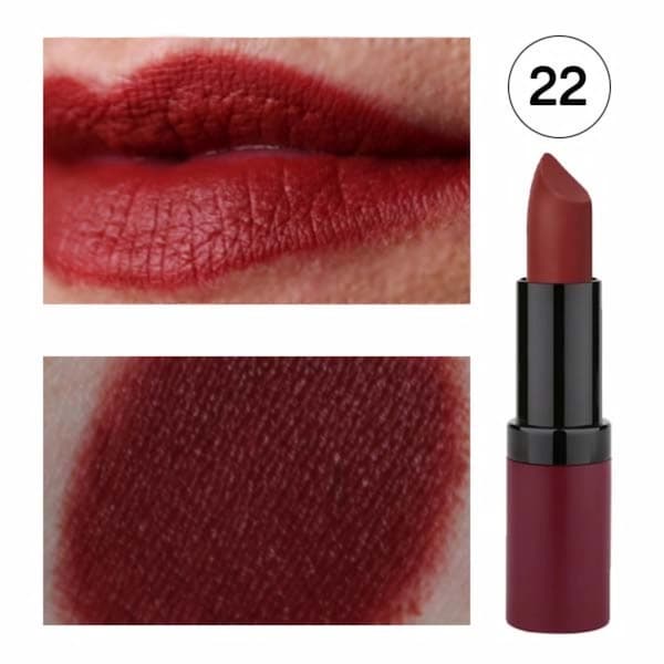 رژ لب جامد گلدن رز مدل Velvet Matte کد ۲۲ — تصویر ۷