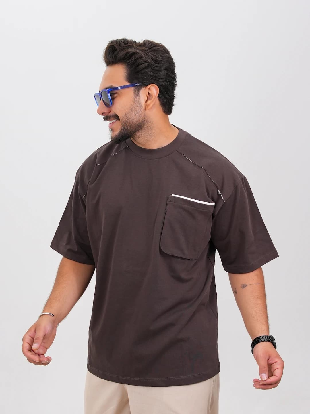 تیشرت مردانه پنبه دو پوسته جیب دارکد 30197 D 303 — تصویر ۷