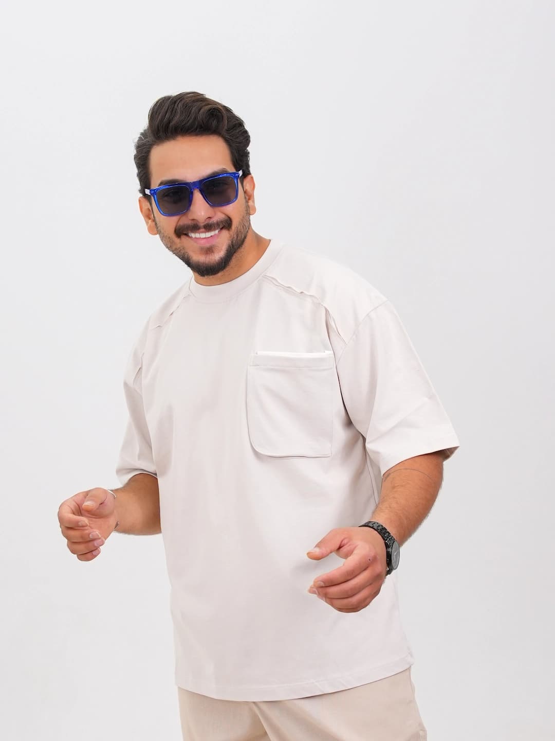 تیشرت مردانه پنبه دو پوسته جیب دارکد 30197 D 303 — تصویر ۵