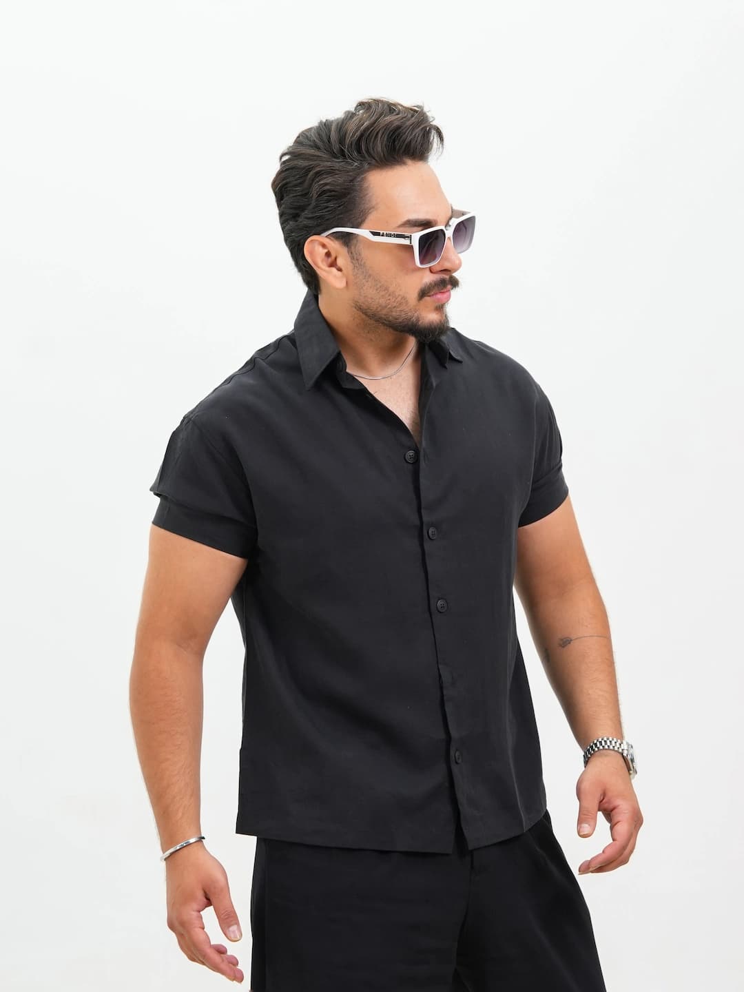 پیراهن اسپرت مردانه باکس آستین کوتاه سیلیکونی کد 20157 D 301 — تصویر ۳