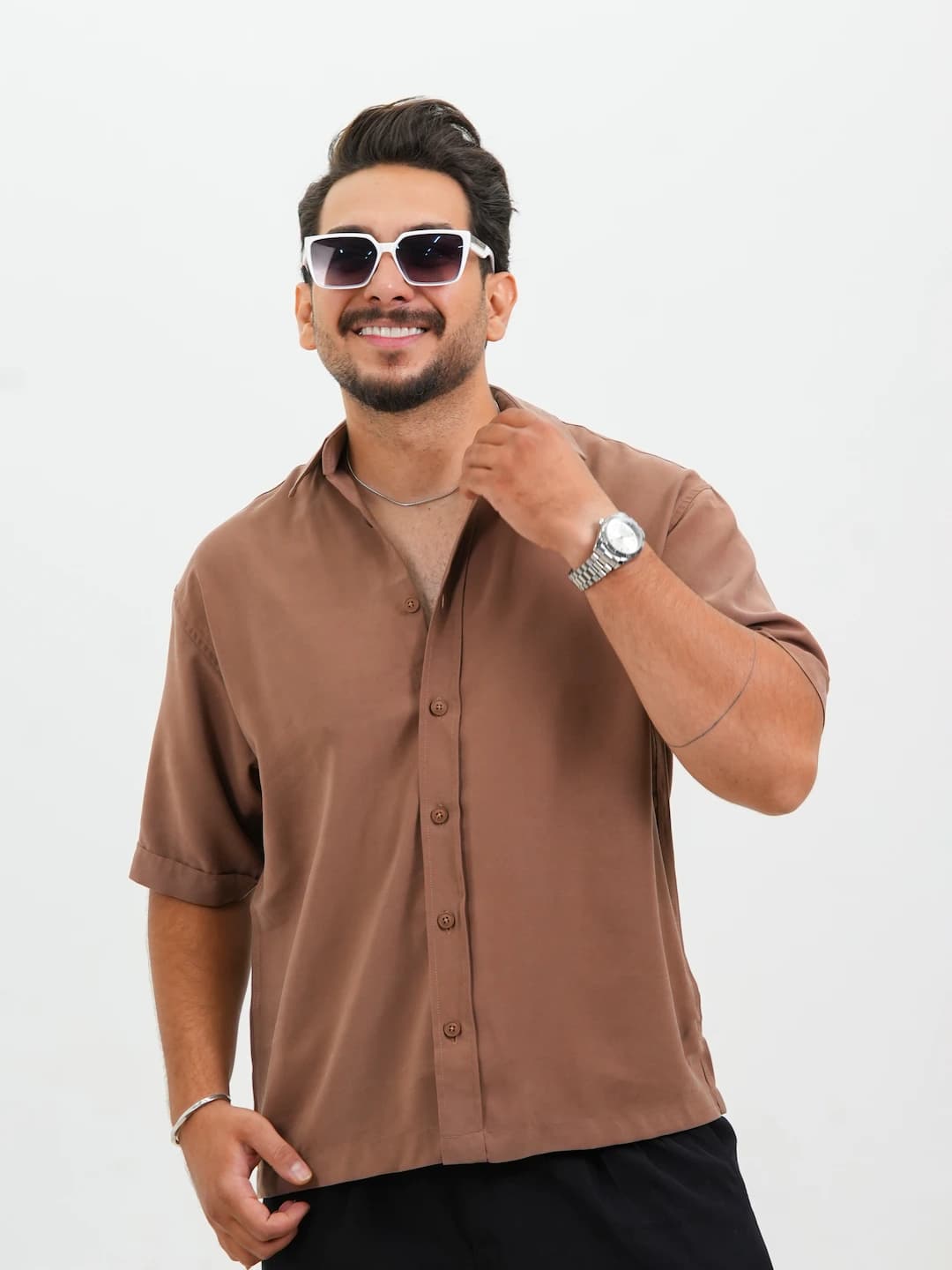 پیراهن اسپرت مردانه باکس آستین کوتاه سیلیکونی کد 20157 D 301 — تصویر ۲
